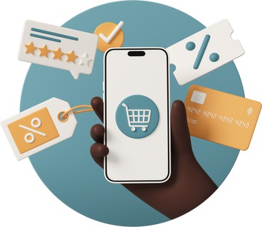 Online shopping on mobile phone PNG, SVG