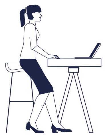 Woman sitting on chair and typing on laptop animated illustration in GIF, Lottie (JSON), AE