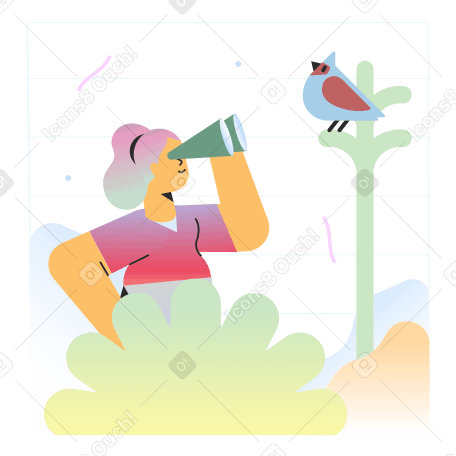 Woman birdwatching Illustration in PNG, SVG