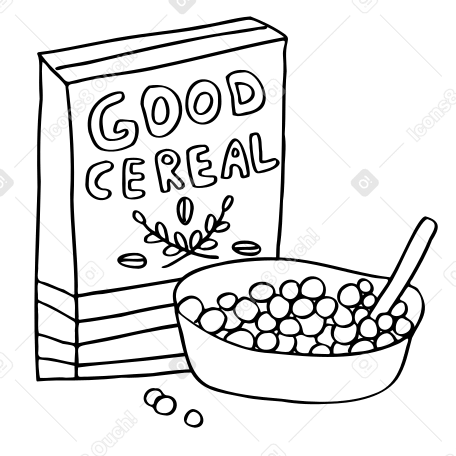 Paquet de céréales avec un bol plein de céréales PNG, SVG