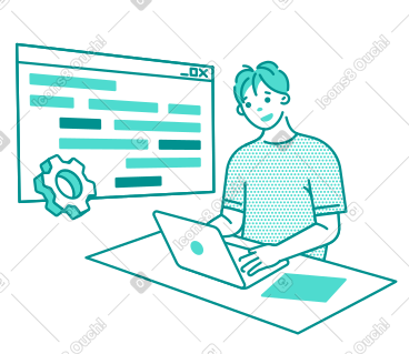 System administrator configuring application software PNG, SVG