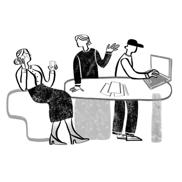 Black and white coworkers in a office space PNG, SVG