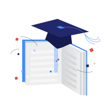 Textbook with mortarboard for education PNG, SVG
