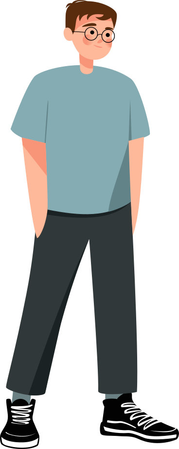 guy with glasses with hands in pockets PNG, SVG