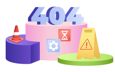 Надпись 404 с дорожным конусом и текстом внимания на складной стойке в PNG, SVG