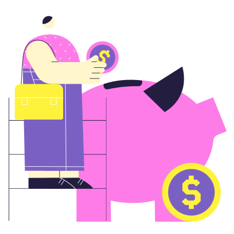 Man putting coin in piggy bank Illustration in PNG, SVG