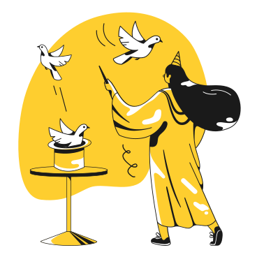Magician performing tricks with doves PNG, SVG