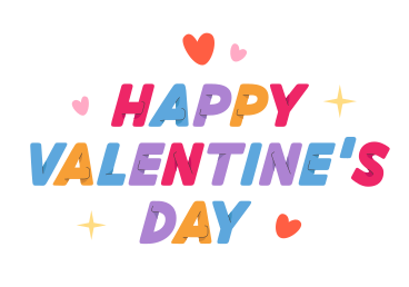 Happy Valentine's Day lettering with hearts PNG, SVG