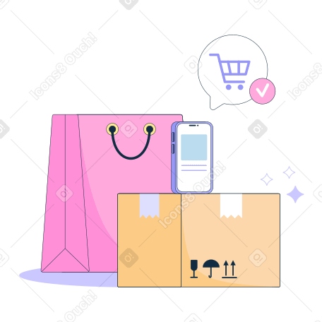 Shopping delivery animated illustration in GIF, Lottie (JSON), AE