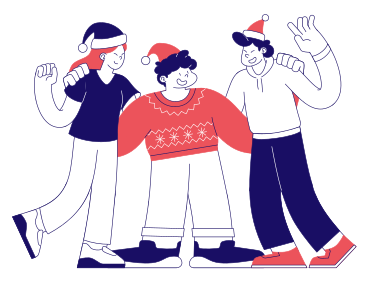 パーティーでクリスマスを祝う友人 のアニメーションイラスト、GIF、Lottie (JSON)、AE