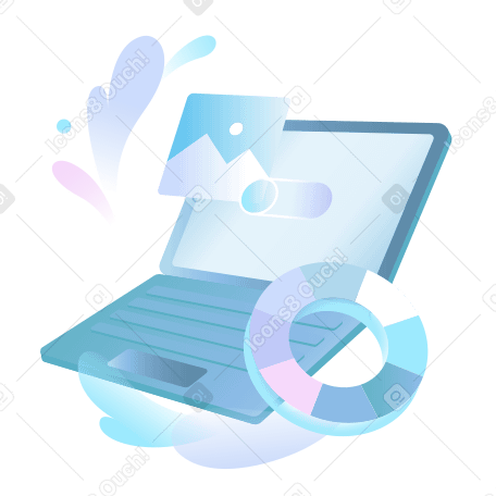 Webdesign auf laptop mit farbrad PNG, SVG