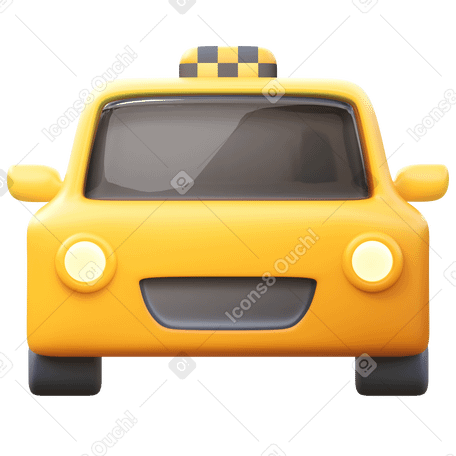 3D taxi Illustration in PNG, SVG