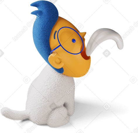 3D Boy with his tongue out looking up right Illustration in PNG, SVG