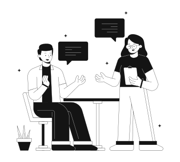Man and woman discussing design teamwork PNG、SVG