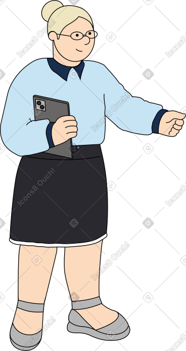 一位女士站着拿着平板电脑 PNG, SVG