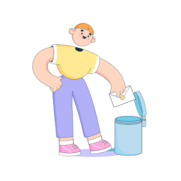Man throws the letter into the trash PNG, SVG