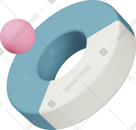 3D doughnut diagram with pink sphere PNG, SVG