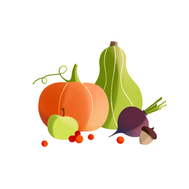 Autumn still life with pumpkins beetroot and apple PNG, SVG