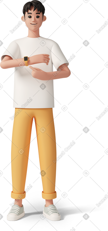 男人指着手表 PNG, SVG