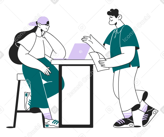 Coworkers discussing project as a team PNG, SVG