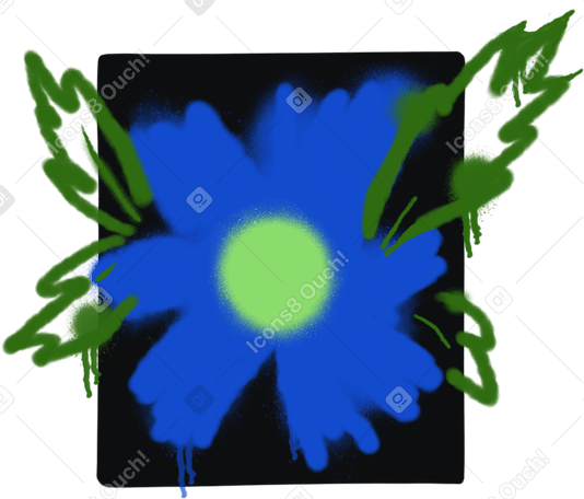 Fleur de graffiti bleu PNG, SVG