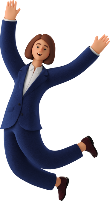 businesswoman in blue suit jumping PNG、SVG