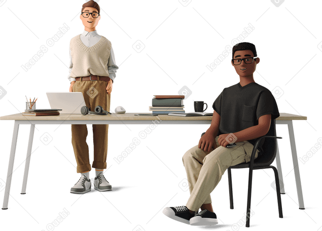 3D young men at work PNG, SVG