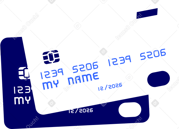 two bank plastic cards white and dark blue PNG, SVG