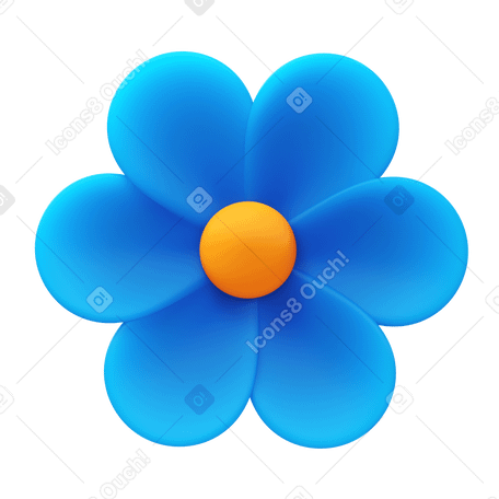 3D blue flower Illustration in PNG, SVG