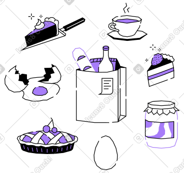 搭配茶和甜点的食品 PNG, SVG