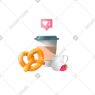 一杯咖啡和椒盐卷饼 PNG, SVG