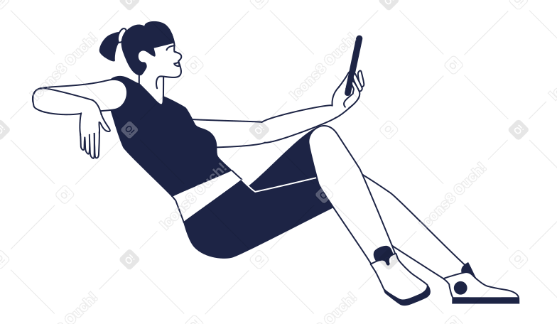 Woman surfs the internet Illustration in PNG, SVG