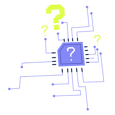 Microchip technology with question marks PNG, SVG
