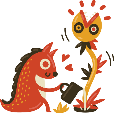 Animal watering a growing plant PNG, SVG