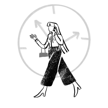 Black and white woman time management PNG, SVG