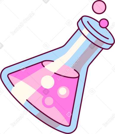 flask with pink chemical Illustration in PNG, SVG