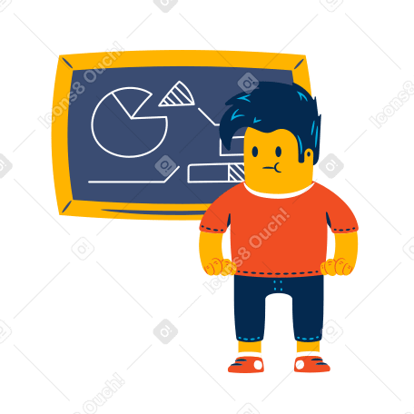 Student near the blackboard Illustration in PNG, SVG