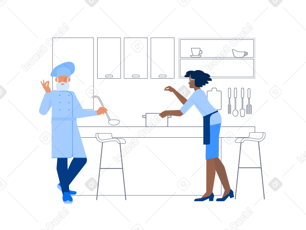 Cooking With Chef in kitchen Illustration in PNG, SVG