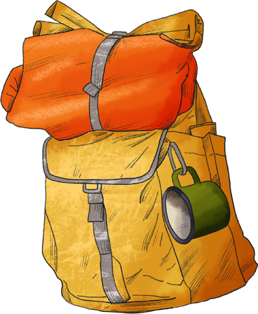Yellow large travel backpack в PNG, SVG
