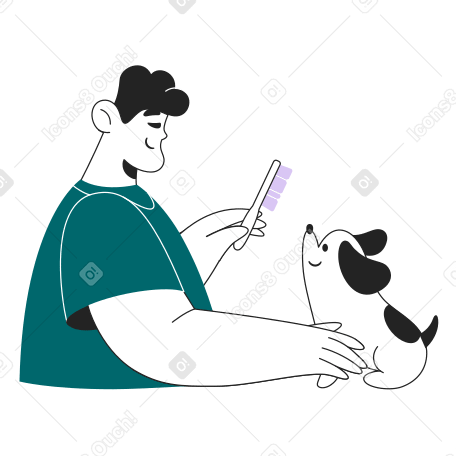 Homme brossant un chien PNG, SVG