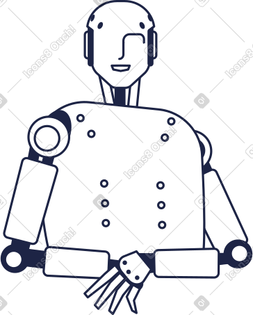 android robot is sitting at table PNG, SVG