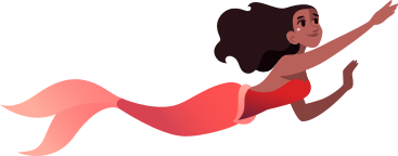 mermaid with black hair and red tail PNG, SVG
