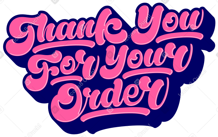 Lettering thank you for your order with shadows Illustration in PNG, SVG