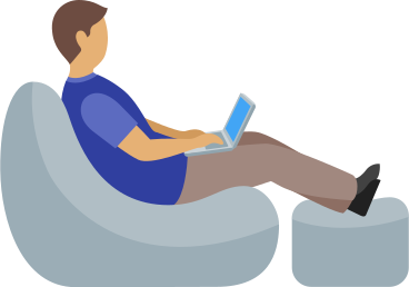 Man working with laptop sitting in armchair PNG, SVG