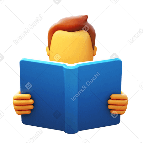 3D reading an open book PNG, SVG