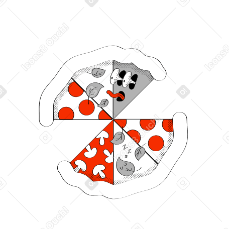 Pizza animated illustration in GIF, Lottie (JSON), AE