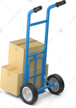 3D hand trolley rear view Illustration in PNG, SVG