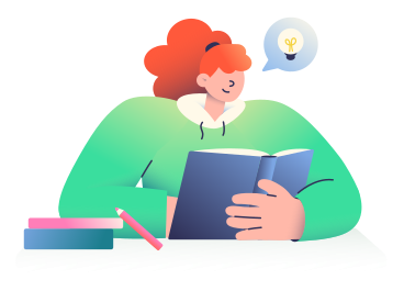 Woman learning by reading a book PNG, SVG