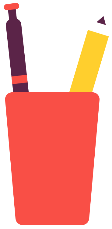 cup with pen and pencils PNG, SVG