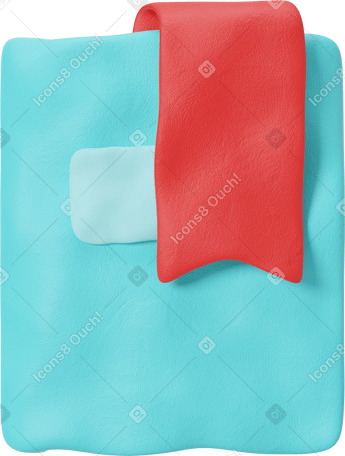 3D Light blue and red bookmark symbol Illustration in PNG, SVG